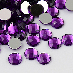 Фиолетовый Акриловые стразы-кабошоны, плоской задней и граненый, полукруглые / купольные, фиолетовые, 22x6.5 мм