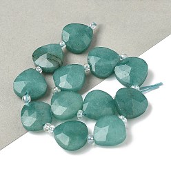 Амазонит Природных амазонит бисер нитей, слеза, граненые, с бисером, 12x12x5~6 мм, отверстие : 1 мм, около 12 шт / нитка, 6.69'' (17 см)