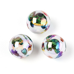 Tortoise Непрозрачные акриловые бусины с принтом в виде океана, круглые, AB цвет, черепаха, 15.9 мм, отверстие : 2.8 мм