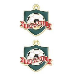 Golden Alloy Enamel Pendants, Football with Word Charms, Golden, 21x20x1mm, Hole: 1.6mm