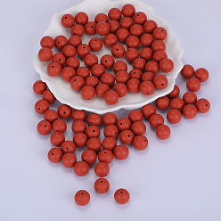 Chocolate Round Silicone Focal Beads, Chewing Beads For Teethers, DIY Nursing Necklaces Making, Chocolate, 15mm, Hole: 2mm