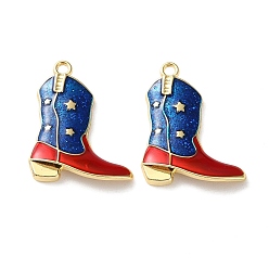 Shoes Подвески из сплава с эмалью ко дню независимости, золотые, ковбойские сапоги, 30x24x4 мм, отверстие : 2 мм