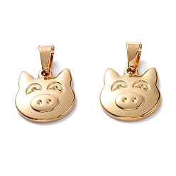 Золотой 304 подвески из нержавеющей стали, свинья, золотые, 16x15x2.5 мм, отверстие : 6x4 мм