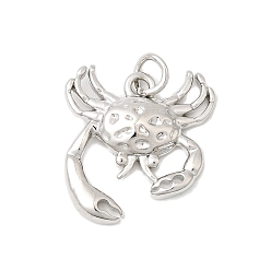 Платина Латунные подвески, крабовые прелести, долговечный, без кадмия и без свинца, с целью перехода в кольце, платина, 18.5x17x3 мм, отверстие : 3 мм