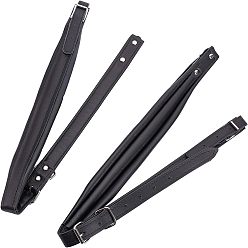Black PU Leather Accordion Shoulder Harness Straps, with Alloy Adjustable Buckles, Black, 44x25x13mm