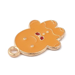 Gingerbread Man Подвески из эмали и сплава, Новогодняя тема, золотой свет, Колобок, 20x14x1.3 мм, отверстие : 1.8 мм