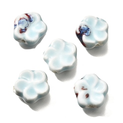 Aguamarina Cuentas de porcelana hechas a mano, flor, agua, 14.5x15x6.5 mm, agujero: 2 mm