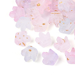 Бледно-Розовый Матовые прозрачные акриловые бусины, корона, золотой фольгой, розовый жемчуг, 6.5~7x6.5x4 мм, отверстие : 1.7~1.8 мм, 5882 шт / 500 г