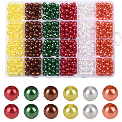 (52) Непрозрачная лаванда 6 расцветка бусины акриловые имитационный жемчуг, окрашенные, круглые, разноцветные, 8x7.5 мм, отверстие : 2 мм, 100 шт / цвет, 600 шт / комплект