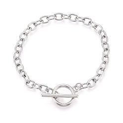 Нержавеющая Сталь Цвет 201 Браслеты-цепочки из нержавеющей стали для мужчин и женщин, Сплав с Переключить застежками, цвет нержавеющей стали, 7-1/2 дюйм (19 см)