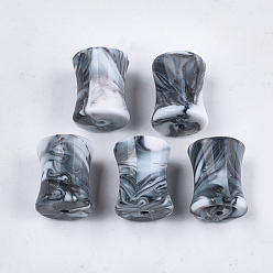 Slate Gray Acrylic Beads, Imitation Gemstone Style, Two Tone, Bamboo Joint, Slate Gray, 23x19mm, Hole: 3mm, about 77pcs/500g