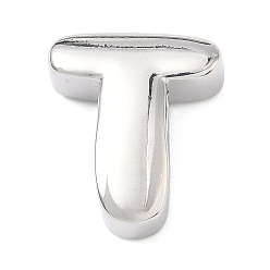 Letter T Латунные бусины с инициалами, платина, долговечный, стойки покрытие, без свинца и без кадмия, Письмо T, 20.5x17.5x6.5 мм, отверстие : 8.5x4.5 мм