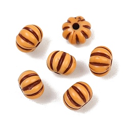 Pumpkin Opaque Acrylic Imitation Wood Beads, Sandy Brown, Pumpkin, 9x7mm, Hole: 2mm