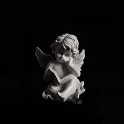 Белый Резная статуя купидона из смолы, украшение для дома, фигурки ангелов крытые наружные садовые украшения, белые, 80x80x100 мм