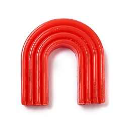 Red Opaque Resin Decoden Cabochons, Rainbow, Red, 38x36.5x5mm