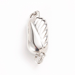 Stainless Steel Color Tarnish Resistant 304 Stainless Steel Box Clasps, Oval, Stainless Steel Color, 18x8x6mm, Hole: 2.3mm