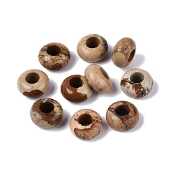 Picture Jasper Natural Picture Jasper European Beads, Large Hole Beads, Rondelle, 13~14.5x6.5~8.5mm, Hole: 5.5~6mm