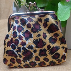 Разноцветный Сумочка трапециевидной формы из полиэстера, с железным каркасом кошелька платинового тона, принадлежности для американских кукол, рисунок для леопарда, красочный, 70x90 мм