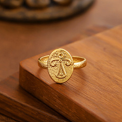 Oval 304 открытые кольца-манжеты из нержавеющей стали для женщин, золотые, овальные, внутренний диаметр: 15~20 мм