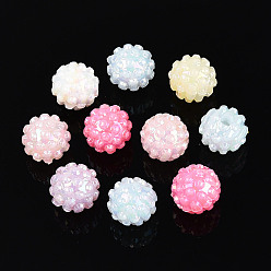 (52) Непрозрачная лаванда Пластиковые шарики, имитация желе, мяч, с покрытием AB цвета, разноцветные, 10.5~11 мм, отверстие : 2 мм, Около 1000 шт / 500 г