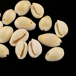 Seashell Color Natural Cowrie Shell Pendants, Oval Shell Charms, Seashell Color, 20~23x14~20x9~13mm, Hole: 1~2mm, about 400pcs/1000g(Just for Reference)