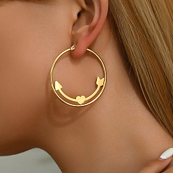 Сердце Элегантные 201 серьги-кольца из нержавеющей стали, золотые, сердце