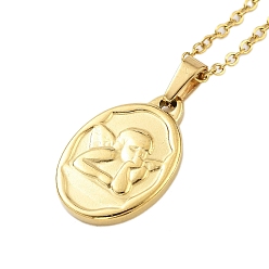 Angel & Fairy 304 женские ожерелья с подвесками из нержавеющей стали, кабель ожерелья цепи, реальный 18 k позолоченный, ангел и фея, 450 мм, Кулон : 22x14.5 мм