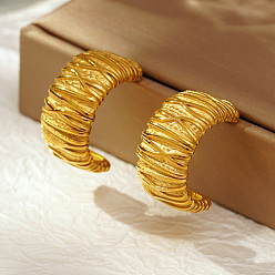 Золотой Элегантные 304 серьги-гвоздики в форме буквы С из нержавеющей стали для ежедневного ношения у женщин, золотые, 26.33x13.8 мм