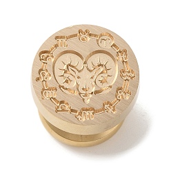 Овен Позолоченная круглая восковая печать латунная головка штампа, для сургучной печати, созвездие, Овен, 15x14 мм, отверстие : 7 мм