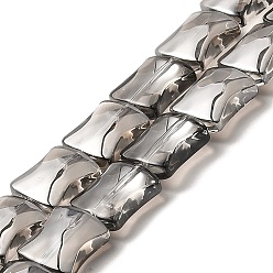 Черный Прозрачные стеклянные бусины гальваническим пряди, гальваническое покрытие, бамбук совместное, чёрные, 12x10x5.5 мм, отверстие : 1 мм, около 49 шт / нитка, 24.02'' (61 см)