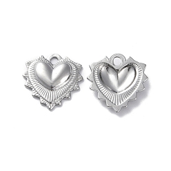 Нержавеющая Сталь Цвет Не тускнеющие 304 подвески из нержавеющей стали, шарма сердца, цвет нержавеющей стали, 18.5x17x3 мм, отверстие : 2 мм