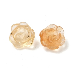 Цитрин Нагретые бусины из натурального цитрина, половине просверлил, резной, цветок розы, 10~12x6~8 мм, отверстие : 0.9 мм