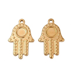 Золотой Вакуумное покрытие pvd 304 подвески из нержавеющей стали, hamsa рука / рука fatima / рука miriam, золотые, 35x22x3 мм, отверстие : 3 мм