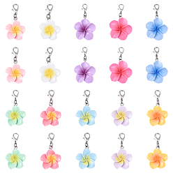 Color mezclado 20 piezas 10 decoraciones colgantes de resina de estilo, con broches de langosta de la aleación de la garra, color mezclado, 36~42 mm