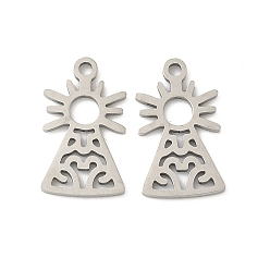 Нержавеющая Сталь Цвет 201 подвески из нержавеющей стали для лазерной резки, очарование Вирхен дель Пилар, цвет нержавеющей стали, 15.5x9x1 мм, отверстие : 1.4 мм