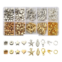 Mixed Color DIY Jewelry Making Finding Kit, Including CCB Plastic Beads & Pendants, Alloy Beads & Lobster Claw Clasps, Iron Jump Rings & Bead Tips, Mixed Color, 580pc/box