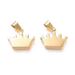 Золотой Ионное покрытие (ip) 304 подвески из нержавеющей стали, ручная полировка, корона, золотые, 13.5x17.5x3.5 мм, отверстие : 3x7 мм