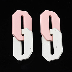 Pink Anneaux de liaison en argile polymère faits à la main, double hexagone, rose et blanc, 61mm, anneau: 37x25x2.5 mm