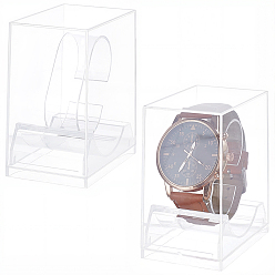 Clear 2Pcs Plastic Single Watch Boxes, Rectangle, Clear, 5x7.5x8.9cm