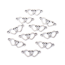 Платина Прелести соединителя сплава, Двойное сердце, платина, 10.5x27x1.5 мм, отверстие : 1.6 мм