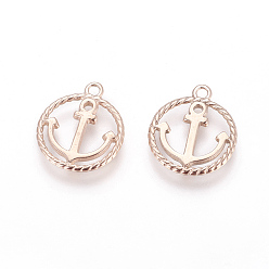 Розовое Золото 304 подвески из нержавеющей стали, кольцо с якорем, розовое золото , 17x14.5x1.5 мм, отверстие : 1.6 мм