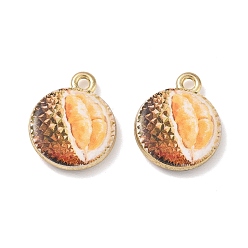 Amarilla Oscura Colgantes de la aleación impresos, encantos de durián, chapado en rack, sin cadmio y níque y plomo, dorado, vara de oro oscuro, 18x15x3.5 mm, agujero: 1.8 mm