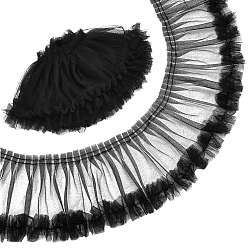 Черный 4ярдов полиэстеровой плиссированной кружевной отделки, аксессуары для одежды, чёрные, 5-3/4~6-1/8 дюйм (146~155 мм)