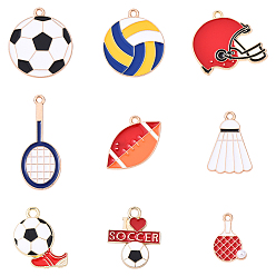 (52) Непрозрачная лаванда 36 шт. 9 стили подвески из сплава и эмали на спортивную тематику, золотые, разноцветные, 19.8~38x13~28x1~3.8 мм, отверстие : 1.6~2.5 мм, 4 шт / стиль