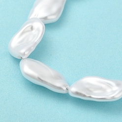 Snow ABS Plastic Imitation Pearl Beads Strands, Leaf, Snow, 20x11.5x5mm, Hole: 1.2mm, about 60pcs/strand, 52.68 inch(133.8cm)