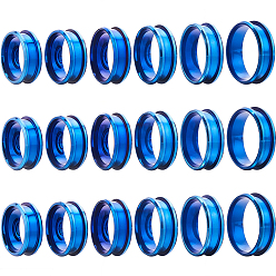 Синий 18шт 6 размер 201 настройки кольца для пальцев с канавкой из нержавеющей стали, кольцевой сердечник, для изготовления инкрустации, синие, размер США 6 1/2~13 (16.9~22.2 мм), 3шт / размер