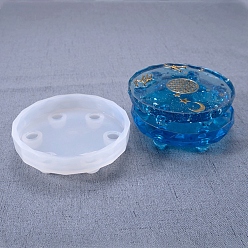 Белый Diy плоская круглая витрина силиконовые формы, формы для литья смолы, для уф-смолы, изготовление ювелирных изделий из эпоксидной смолы, белые, внутренний диаметр: 95 мм, круглое отверстие: 11 мм