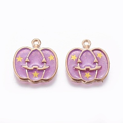 Лиловый Подвески из эмали и сплава, тыква, золотой свет, сирень, 20x18.7x2.5 мм, отверстие : 1.6 мм