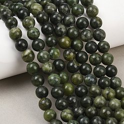 Цвет Оливы Природный драгоценный камень, Тайвань нефрита, круглые, оливковый, диаметром около 8 мм , отверстие : 1 мм, около 45~48 шт / нитка, 15 дюйм