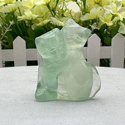 Флюорит Скульптурные украшения из натурального флюорита, для украшения стола домашнего офиса, кошка, 40 мм